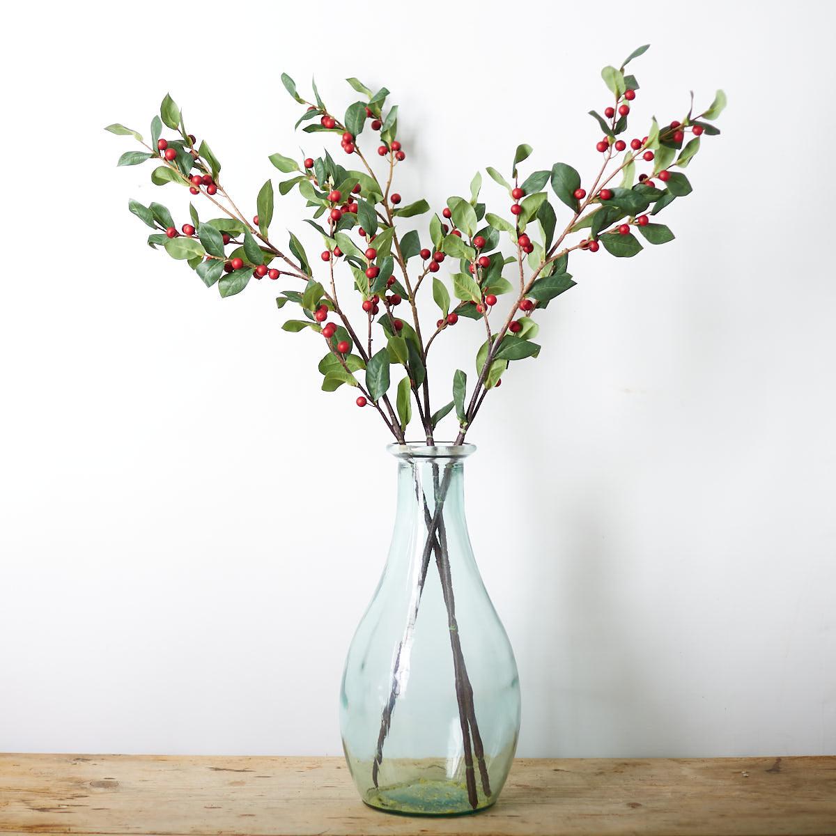 Berry Spray Red With Leaves-WYLD HOME