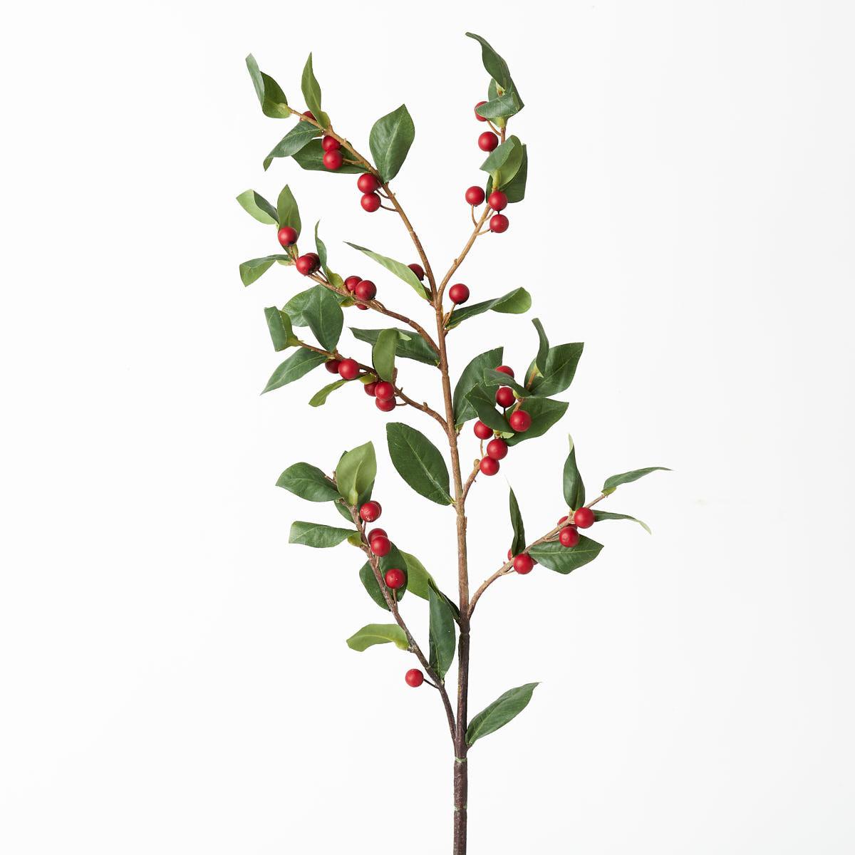 Berry Spray Red With Leaves-WYLD HOME