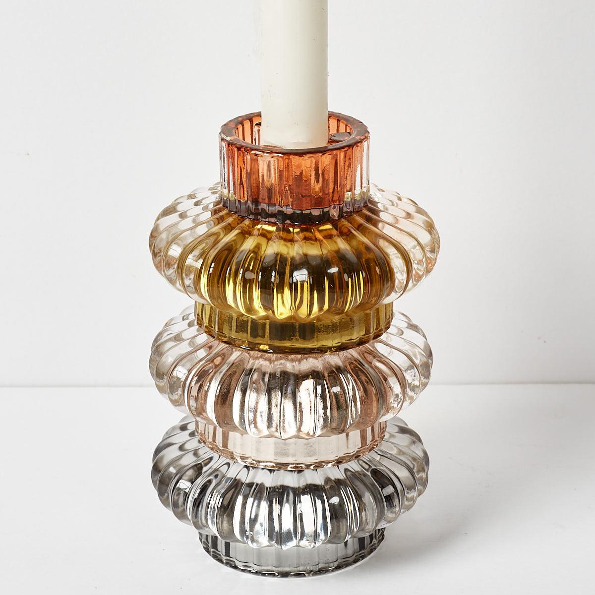 Maria 2-Way Candleholder Amber-WYLD HOME
