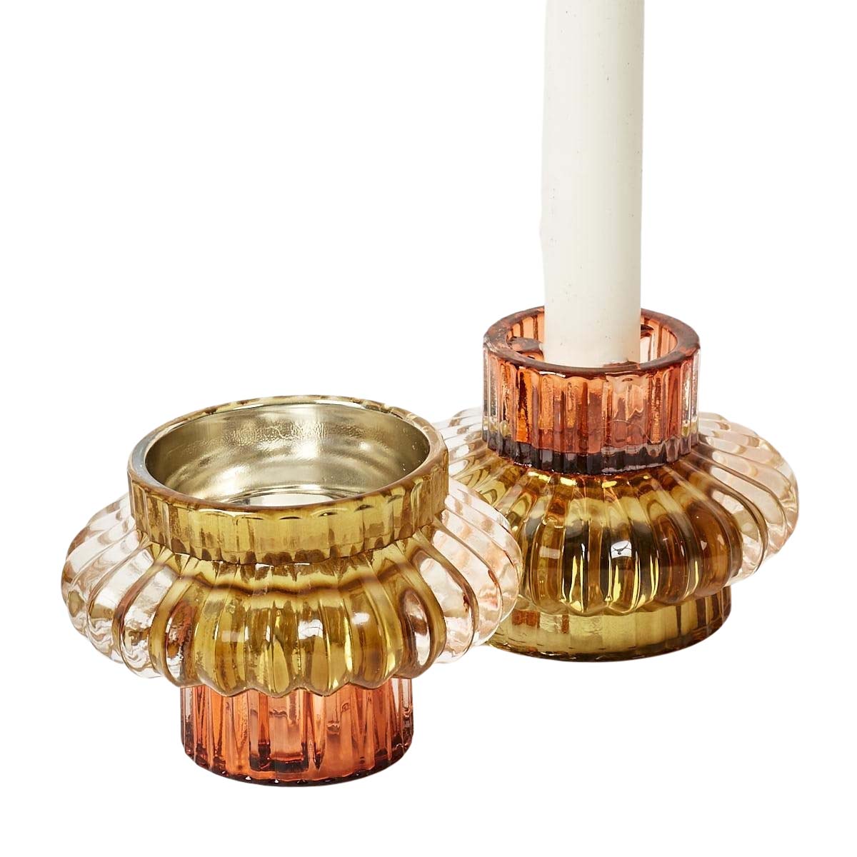 Maria 2-Way Candleholder Amber-WYLD HOME