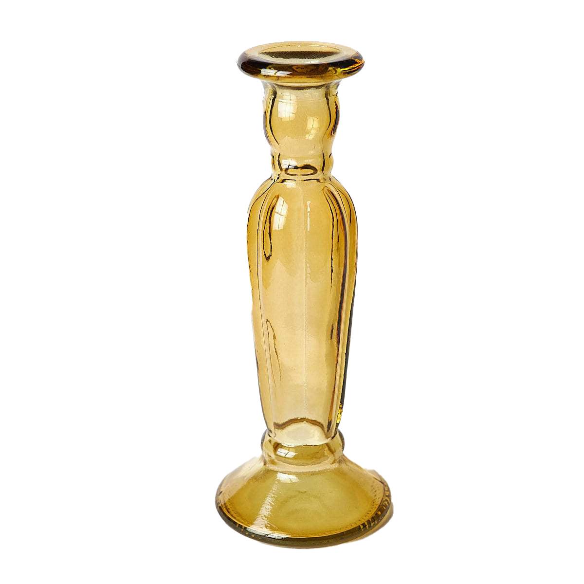 Sandie Glass Candlestick Yellow-WYLD HOME