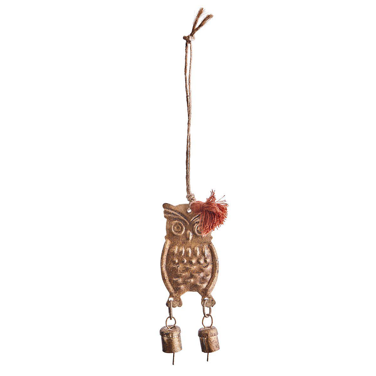 Owl Deco with Bells-WYLD HOME