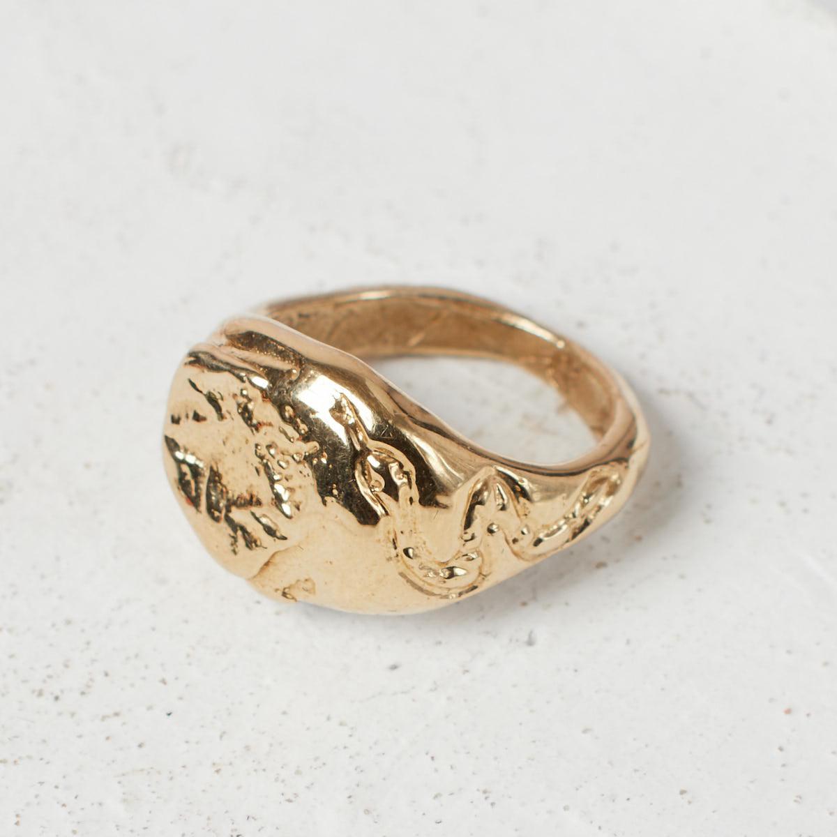 Snake Squash Seal Ring - Gold-WYLD HOME