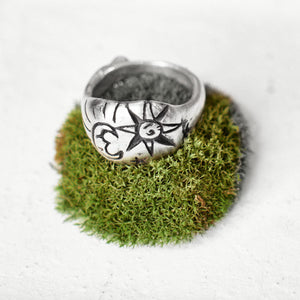 Sun & Moon Ring - Silver-WYLD HOME