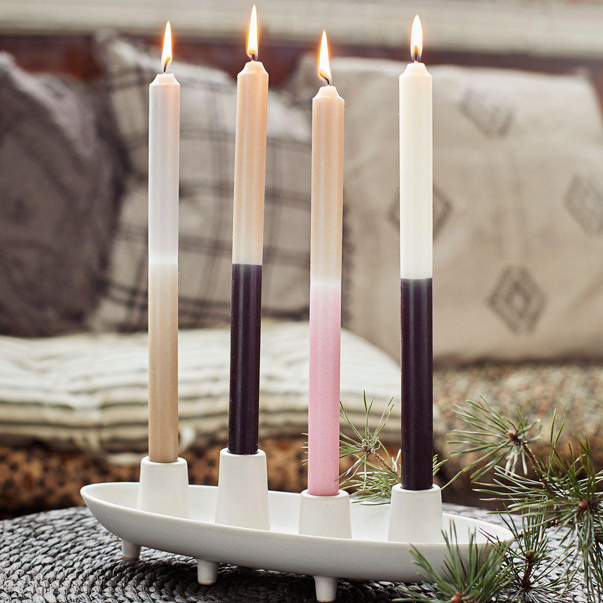 Two-Tone Candle - Purple & Taupe-WYLD HOME